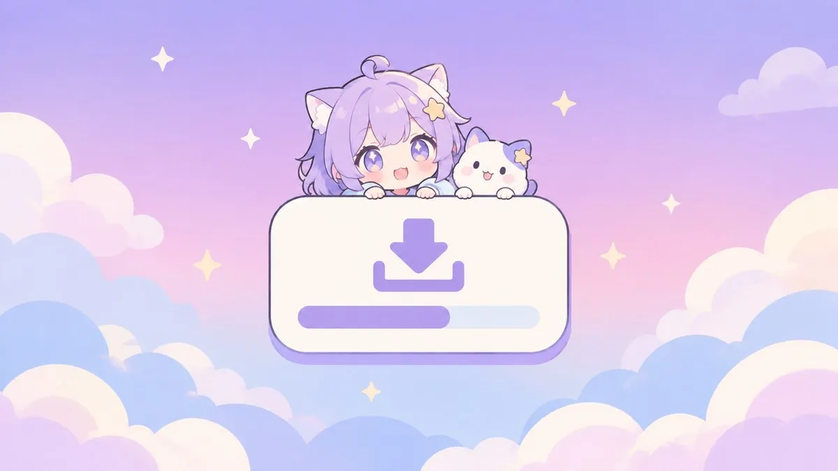 Illustration of a desktop companion installation card on a pastel violet background