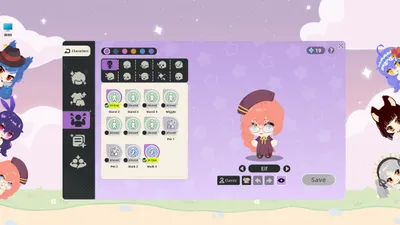 The Character House character profile screen showing locked expressions, pose unlocks and a gem counter of 19